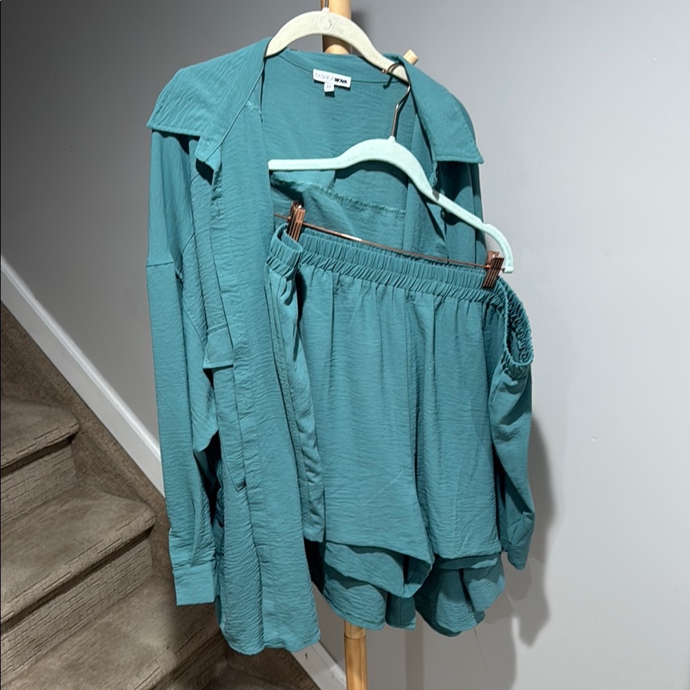 Fashion Nova Teal 2 piece  Set